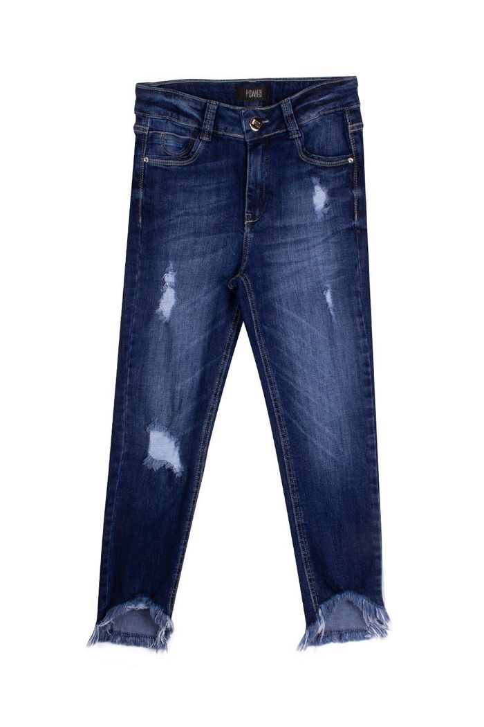 Calça Jeans Cintura Alta Cropped Premium