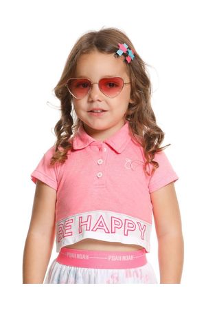 Blusa Polo Cropped Neon Be Happy