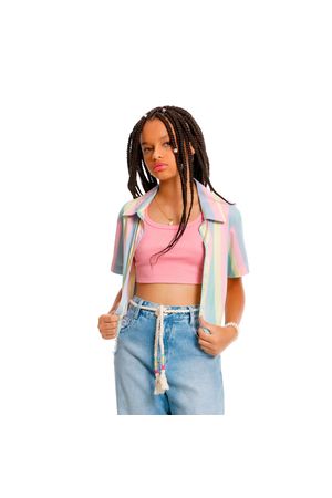 Camisa Cropped Candy Striped