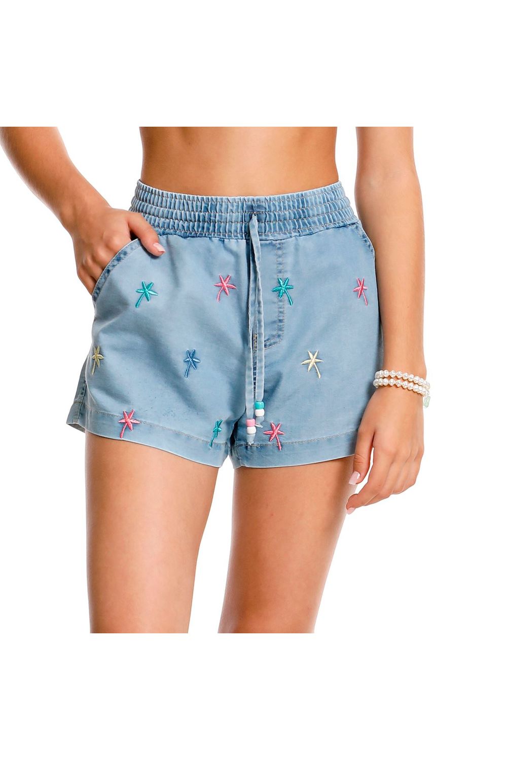Shorts Jeans Comfort Bordado Palm