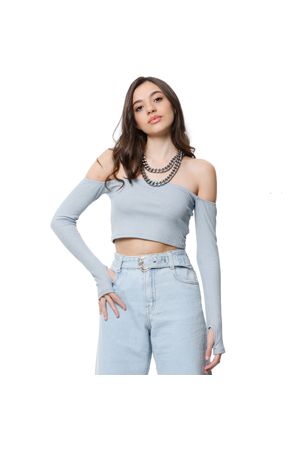 Blusa Cropped Tricot Ombro á Ombro