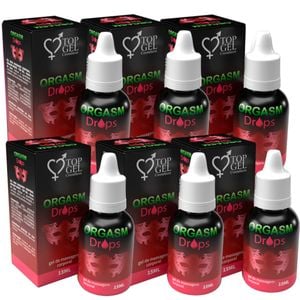 PACK 6 ORGASM DROPS EXCITANTE ESQUENTA E ESFRIA 15g TOP GEL