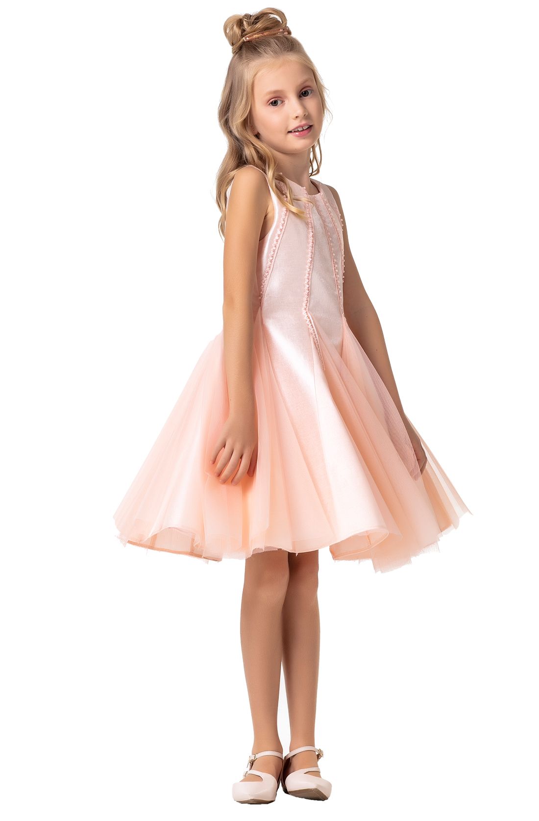 vestido de festa salmao infantil