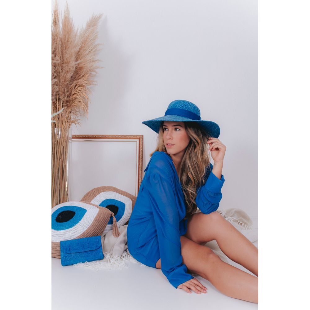Chapéu de Palha Mykonos - Azul