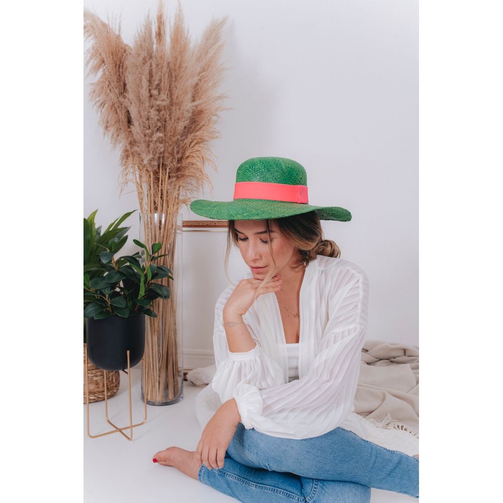Chapéu de Palha Mykonos - Verde