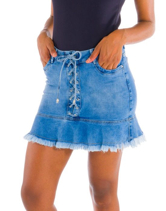Mini-saia Jeans Com Trançado