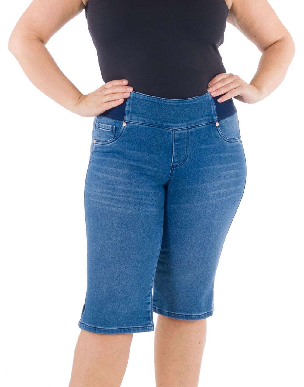 calça jeans com elastico na cintura feminina plus size