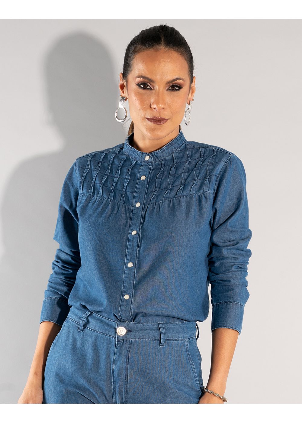 Camisa Jeans C/ Pregas