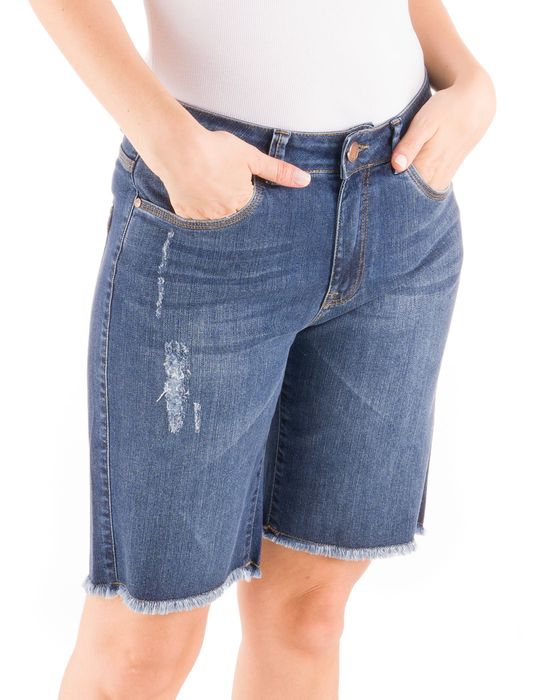 Bermuda Jeans Com Lavagem Escura Loony Jeans