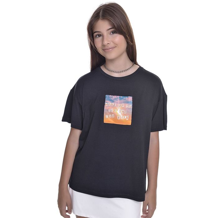 Camiseta Infantil Menina Amofany Viscolycra Com Aplique Sunrise