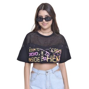 Camiseta Cropped Juvenil Feminino Amofany Com Tela Estampada