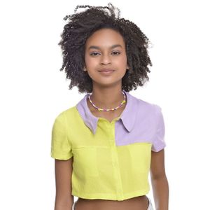 Camisa Cropped Juvenil Feminino Amofany Em Viscose Bicolor