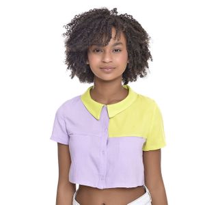 Camisa Cropped Juvenil Feminino Amofany Em Viscose Bicolor