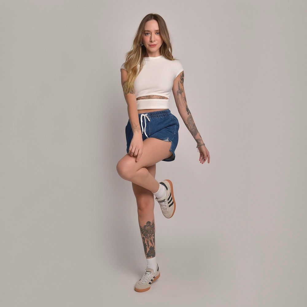 Shorts jeans moletom store feminino