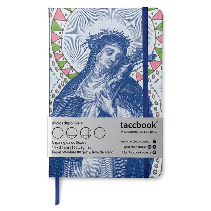 Caderno taccbook® Santa Catarina de Siena com crucifixo de Bernardo Cecílio  14x21 Cm