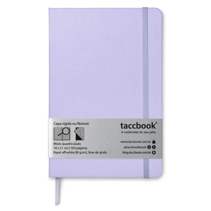 Caderno Quadriculado taccbook® cor Roxo (pastel) 14x21 cm