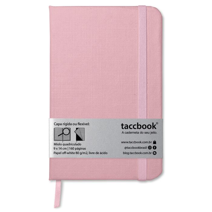 Caderneta Quadriculada taccbook® cor Rosa (pastel) 9x14 cm