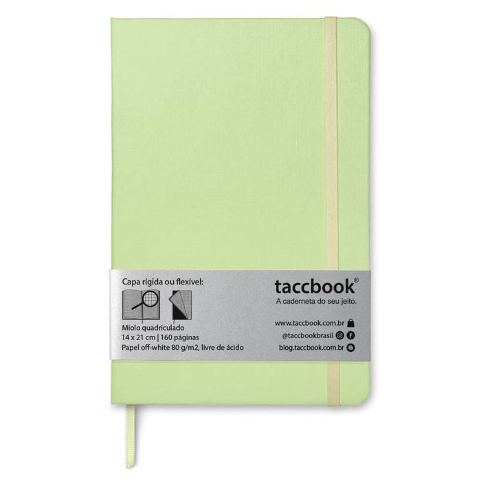Caderno Quadriculado taccbook® cor Verde (pastel) 14x21 cm