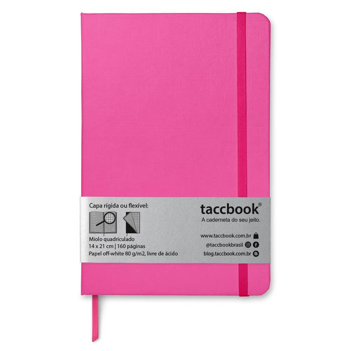 Caderno Quadriculado taccbook® cor Rosa 14x21 cm