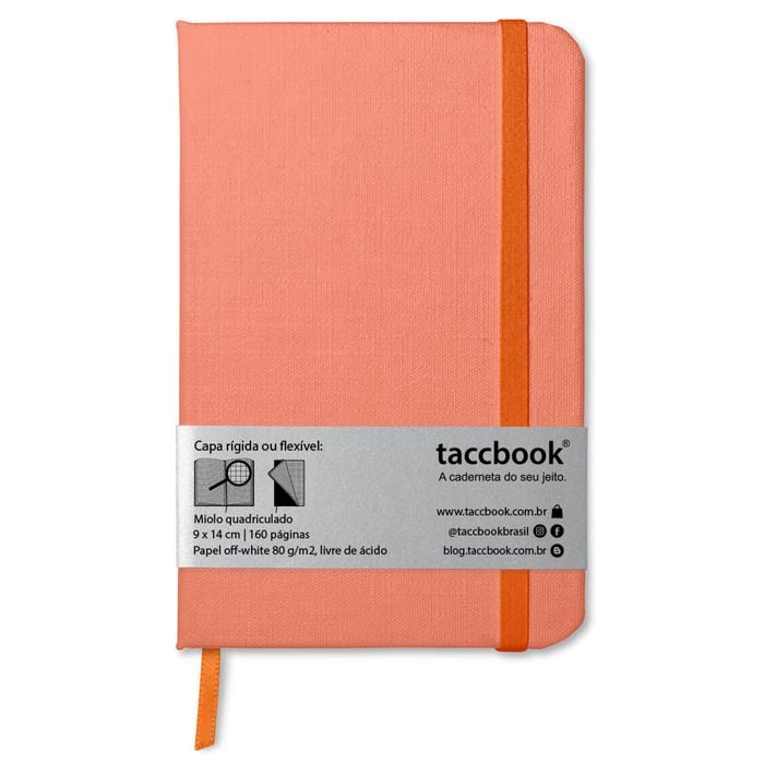 Caderno Quadriculado taccbook® cor Coral 14x21 cm