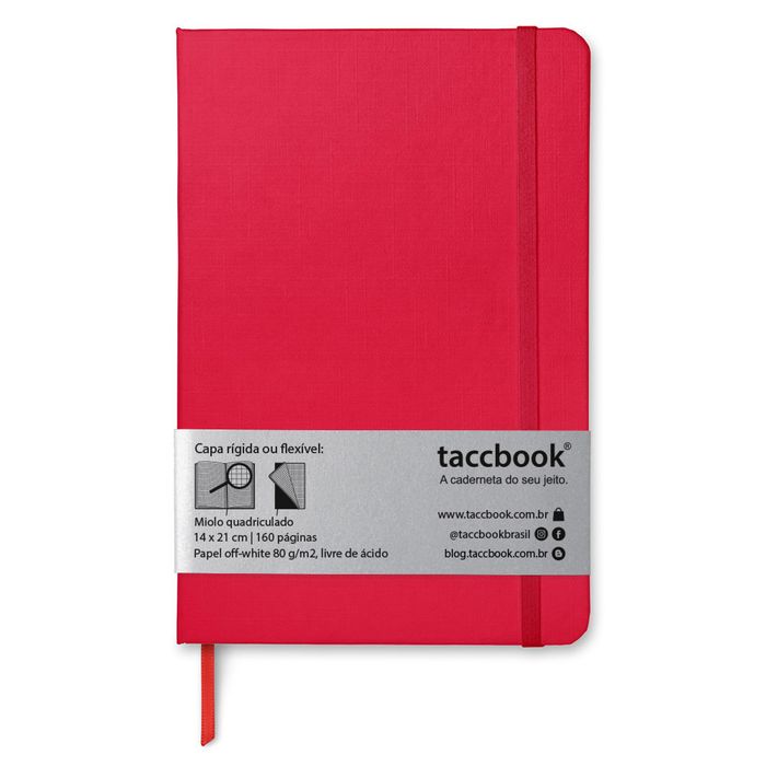 Caderno Quadriculado taccbook® cor Vermelha 14x21 cm
