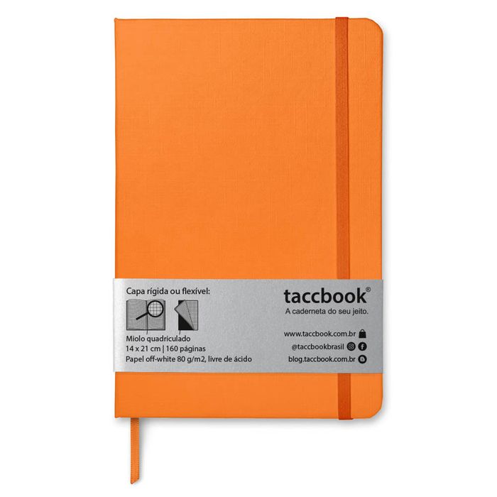 Caderno Quadriculado taccbook® cor Laranja 14x21 cm