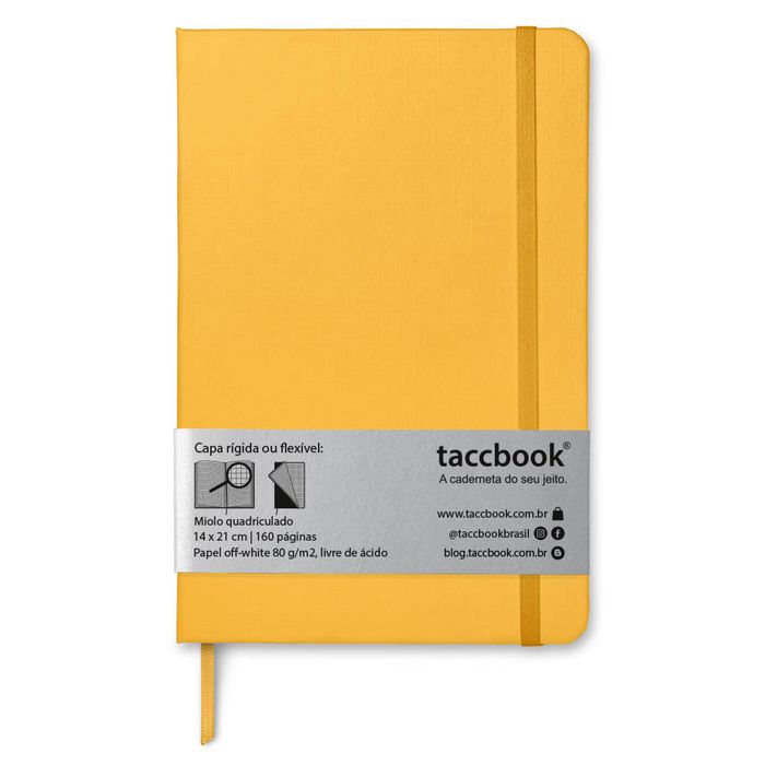 Caderno Quadriculado taccbook® cor Amarelo Ouro 14x21 cm