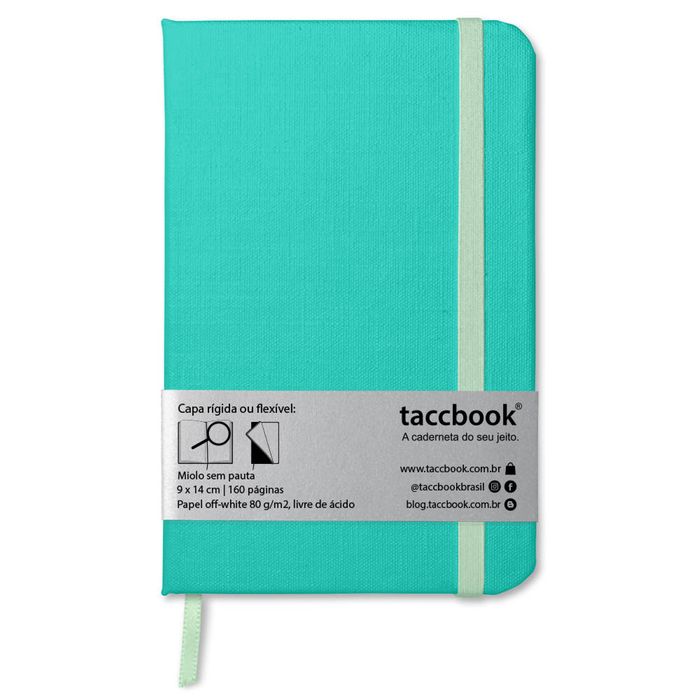 Caderno Sem pauta taccbook® cor Verde Água 14x21 cm
