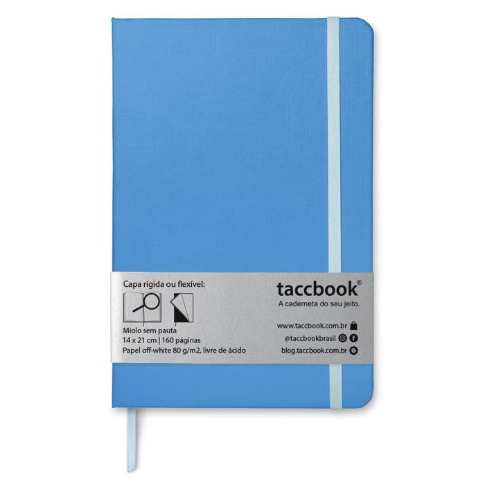 Caderno Sem pauta taccbook® cor Azul Centáurea 14x21 cm