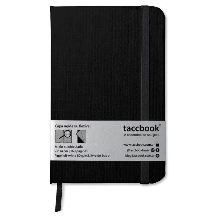 Caderneta Quadriculada taccbook® cor Preta 9x14 cm