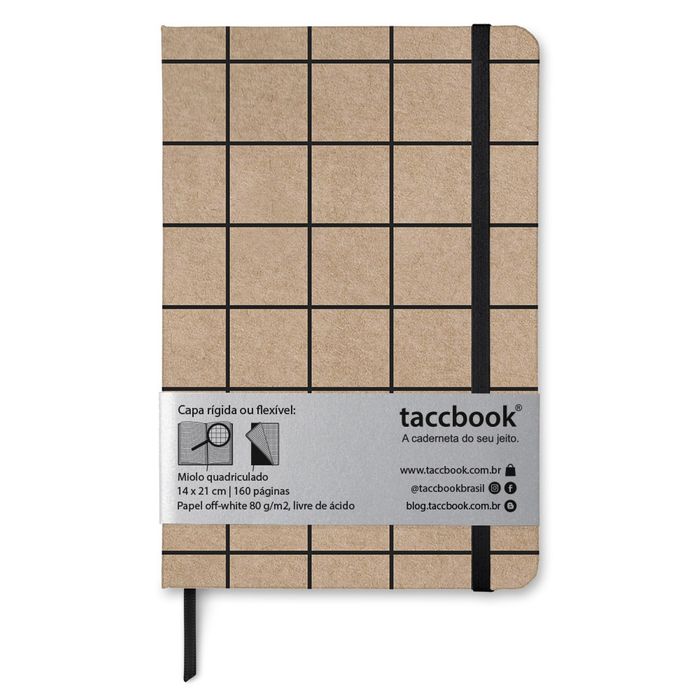 Caderno Quadriculado taccbook® Kraft 14x21 cm