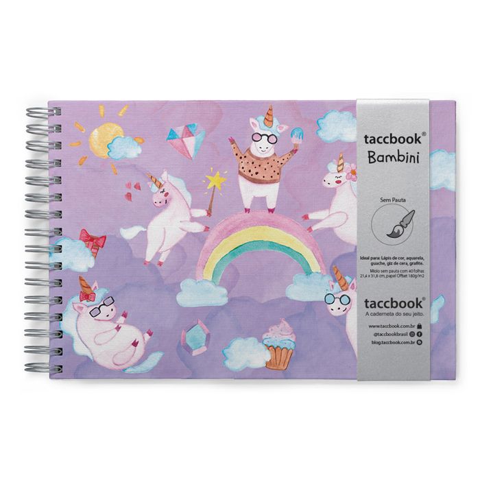 Caderno de desenho / sketchbook taccbook® Bambini - Unicórnios 21 x 32 cm