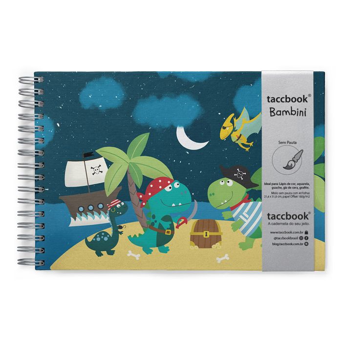 Caderno de desenho / sketchbook taccbook® Bambini - Dinossauros 21 x 32 cm