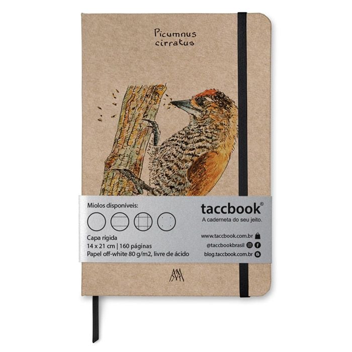 Caderno Kraft taccbook® Pica-pau Anão Barrado (Picummus cirratus) 14x21 cm