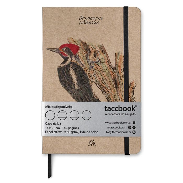 Caderno Kraft taccbook® Pipa-pau de Banda Branca (Dryocopus leneatus) 14x21 cm