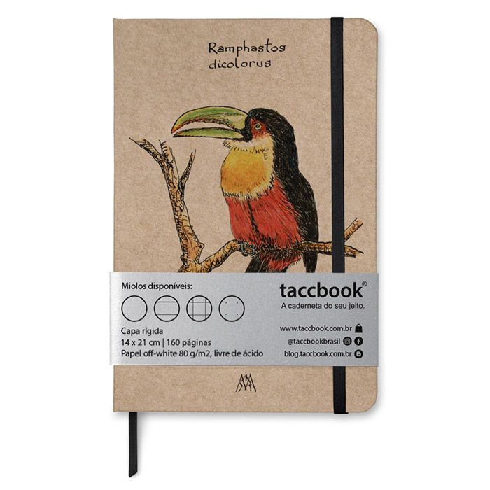 Caderno Kraft taccbook® Tucano do Bico Verde (ramphastus dicolorus) 14x21 cm