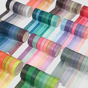 Kit Fitas Adesivas Washi Tape Decorativa Muogoo 8 Unidades - 2 (1,5 Cm) + 6 (1 Cm) - Diversas Cores