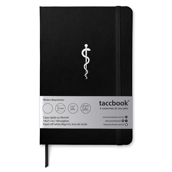 Caderno Taccbook® símbolo da medicina bastão de Asclépio 14X21 Cm