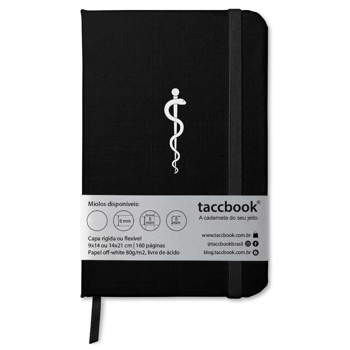 Caderneta Taccbook® símbolo da medicina bastão de Asclépio 9x14 Cm