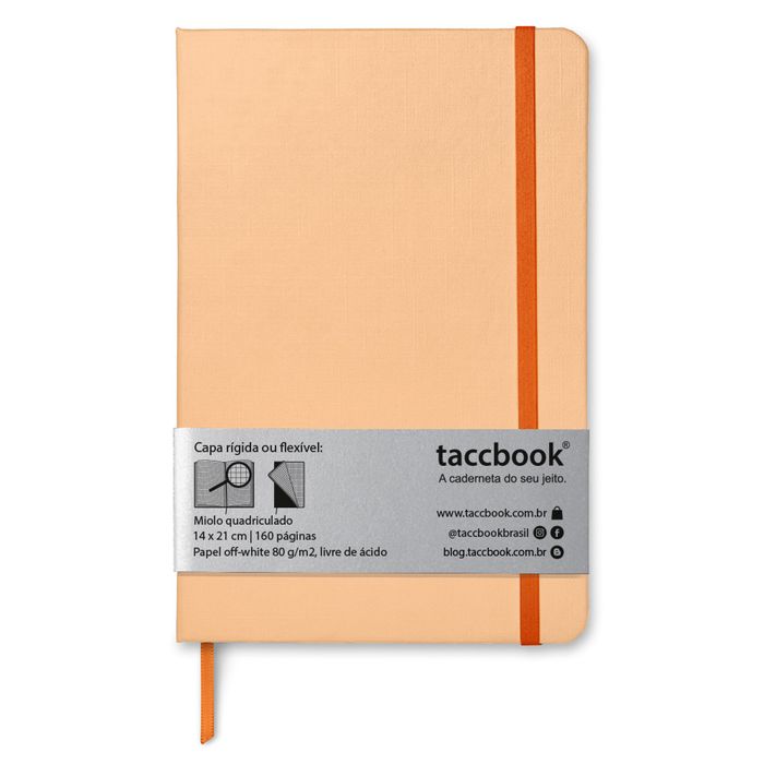 Caderno Quadriculado taccbook® cor Laranja (pastel) 14x21 cm