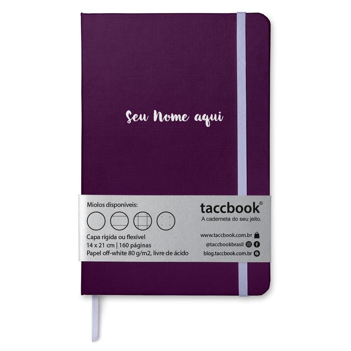 Caderno Com Nome Personalizado taccbook® cor Púrpura 14x21