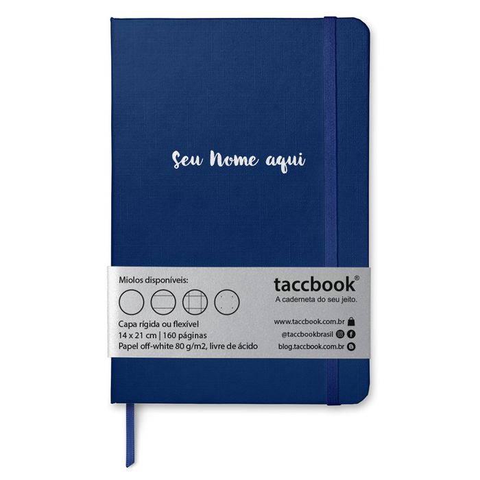 Caderno Com Nome Personalizado taccbook® cor Azul Naval 14x21