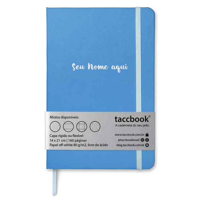 Caderno Com Nome Personalizado taccbook® cor Azul Centáurea 14x21