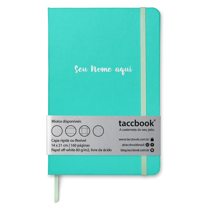 Caderno Com Nome Personalizado taccbook® cor Verde Agua 14x21