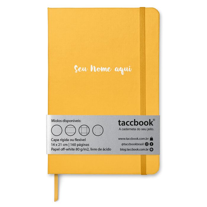 Caderno Com Nome Personalizado taccbook® cor Amarelo 14x21