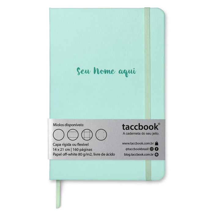 Caderno Com Nome Personalizado taccbook® cor Agua Marinha (Pastel) 14x21