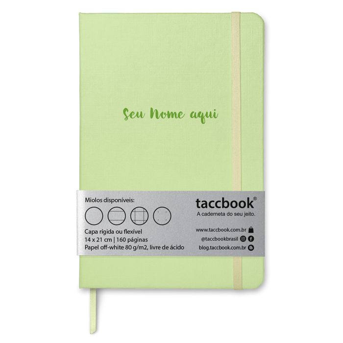 Caderno Com Nome Personalizado taccbook® cor Verde (Pastel) 14x21
