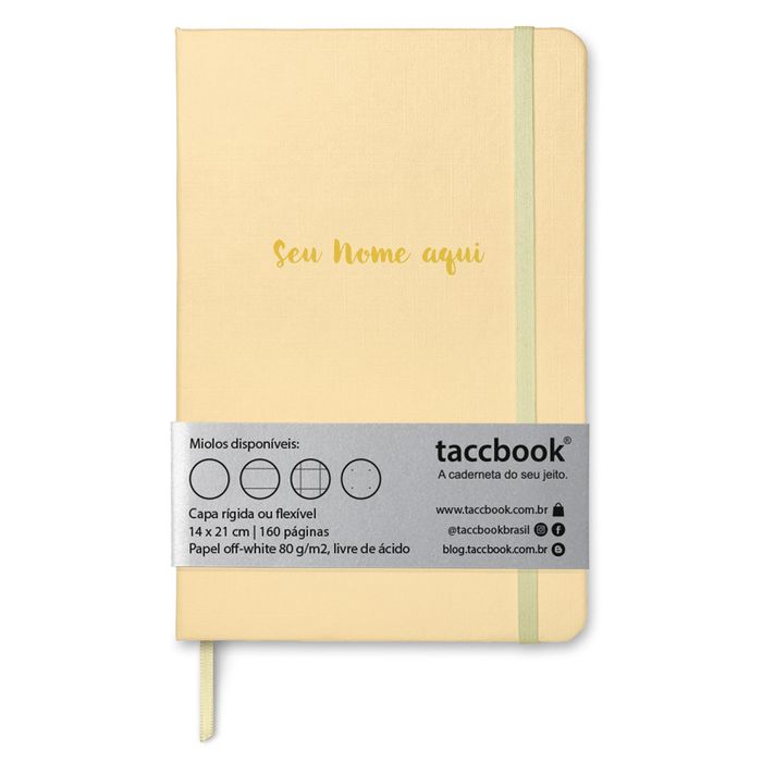 Caderno Com Nome Personalizado taccbook® cor Amarelo (Pastel) 14x21