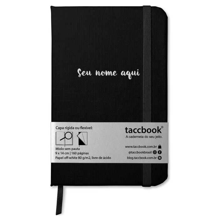 Caderneta Com Nome Personalizado taccbook® cor Preta 9x14