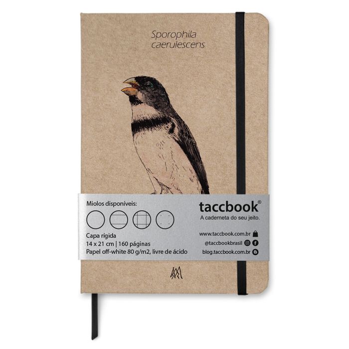 Caderno Kraft taccbook® Coleirinho (Sporophila caerulescens) 14x21 cm
